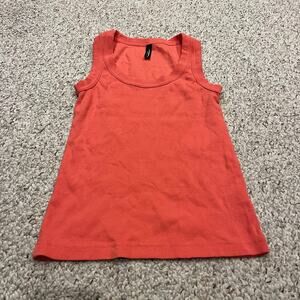 American Giant Women's Ribbed Tank Top sz S Coral Active Cotton Gym Summer